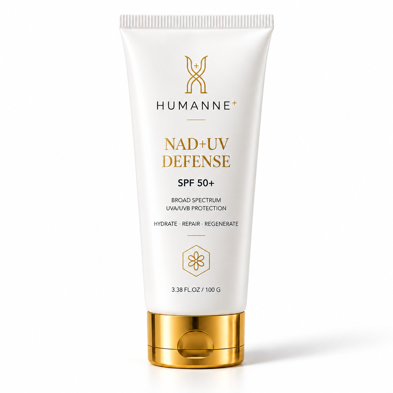 NAD+ UV Defense SPF 50+, tube with carton, front of pack